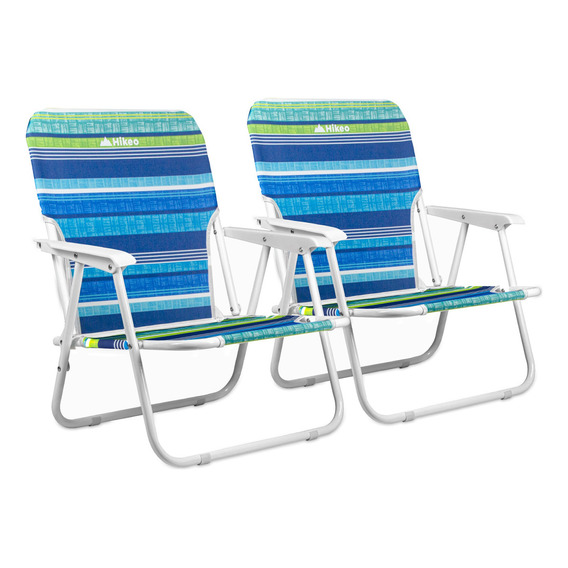 Silla Plegable Para Playa Portátil con Reposabrazos 2 Pz, Correa para Transportar, con Asiento y Respaldo de Lona, Bolsa de Almacenamiento en Respaldo