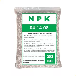 Npk 04-14-08 - 20kg Fertilizante Adubo P/ Jardim Completo
