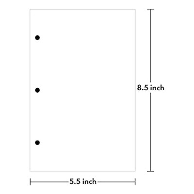 Papel En Blanco De Media Letra Perforado De 3 Agujeros