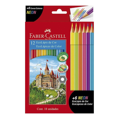 Lapices De Colores Eco X12 L + 6 Colores Neón Faber-castell
