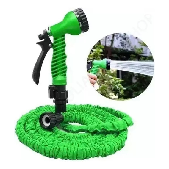 Manguera Flexible Expandible Pistola Jardin Color Verde