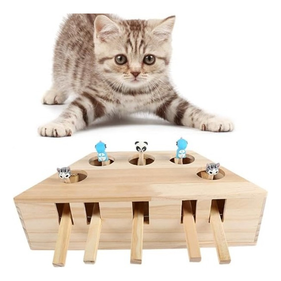 Juguete Interactivo Gato Puzzle Ratón Madera Pequeño 