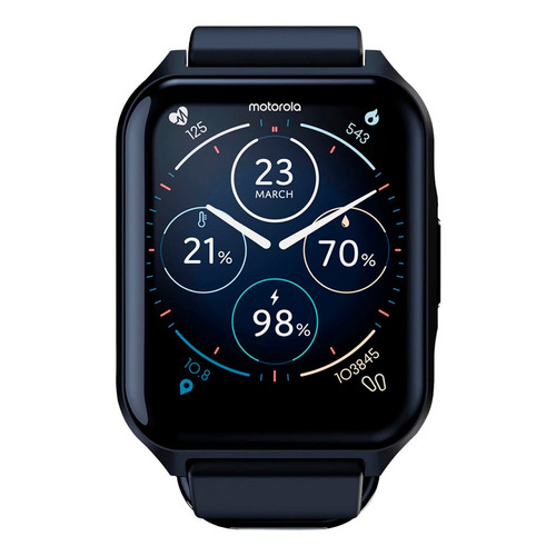 Smartwatch Motorola W70 1.69 Reloj 43mm Ip67 Gps Sp02 Black Caja Negro Malla Negro Bisel Negro Diseño de la malla Liso