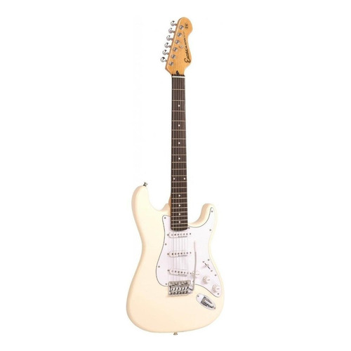 Guitarra eléctrica Encore E6 de madera maciza vintage white brillante con diapasón de palo de rosa