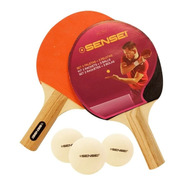 Set Tenis De Mesa 3 Pelotas + 2 Paletas Sensei Kit Ping Pong