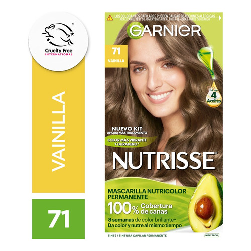 Kit De Tintura Permanente Nutrisse De Garnier Tono Tono 71 Vainilla