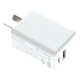 Adaptador Cargador Usb Y Tipo C + Carga Rapida Certificado Color Blanco