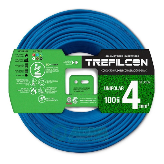 Cable Unipolar 4mm Trefilcon 100% Cobre Rollo X 100 Mts