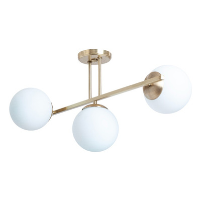 Plafon 2 Luces Barral Elyn De-cor Dorado Con Globo Opal E27