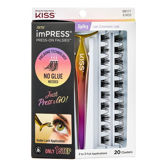 Pestañas Impress Kit Spiky C/ Aplicador Kiss