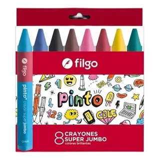 Caja Crayones Super Jumbo Filgo Pinto X8 Colores No Toxico