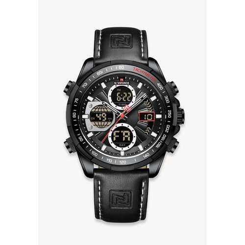 Reloj pulsera Naviforce NF9197L con correa de cuero color negro