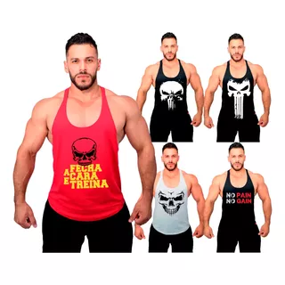 Kit Fitness C/ 5 Camisetas Super Cavadas Malhar Roupa Treino