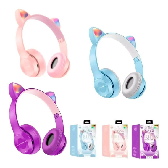 Auricular Gato Con Orejas Bluetooth Y Luces Febo