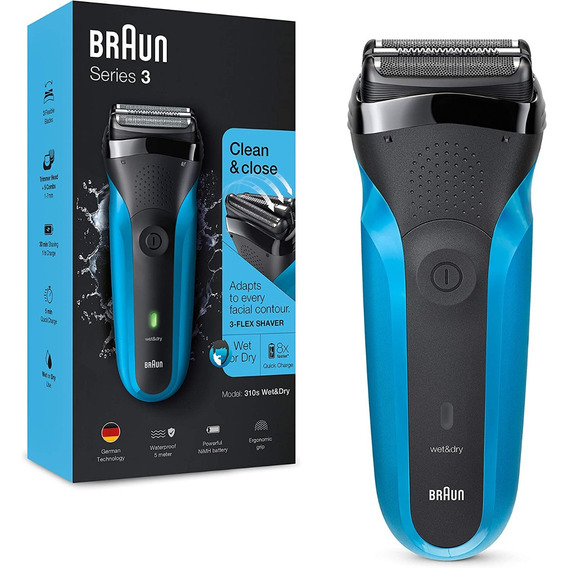 Máquina afeitadora Braun Series 3 310S negra y azul