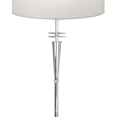 Lampara De Pie Cromo Y Tela Detalle Cristal Alta Calidad Lsi Blanco Platil