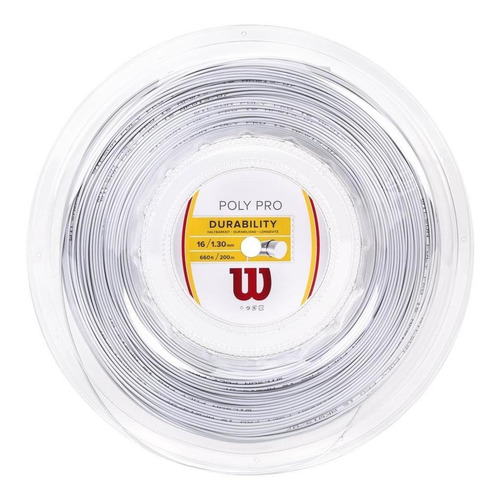 Cuerda plateada Wilson Poly Pro, 16 l, 1,30 mm, rollo de 200 metros
