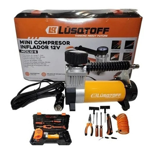 Compresor Inflador Lusqtoff 12v + Acces Maletin Auto Camio