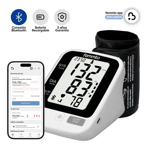 Tensiometro Digital Brazo Bluetooth Presion Arterial Aparato Para Tomar Presion Batería Recargable Usb Medidor Automatico Femmto