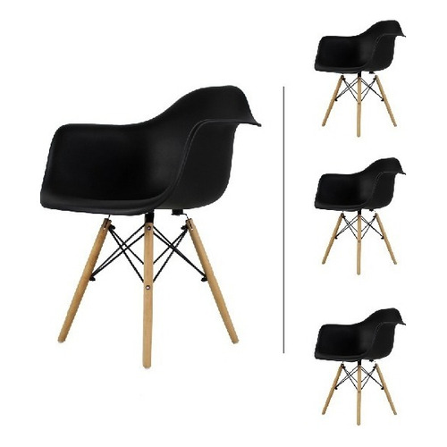 Set 4 Sillas Eames Mundo In Estocolmo Comedor Color de la estructura de la silla Negro