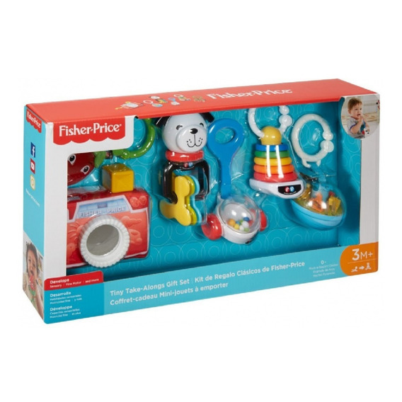 Kit Juego Fisher Price Sonajero Mordillo Aros De Colores Y+