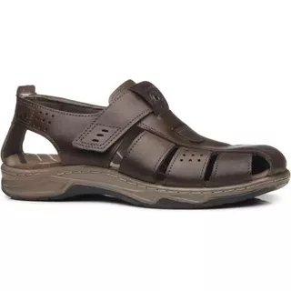 Sandalias Pegada Para Hombre De Cuero Marrón 132255 - Mishop