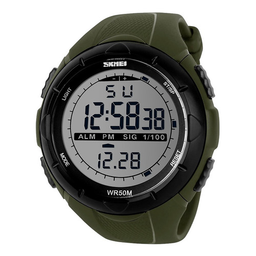 Reloj Hombre Skmei 1025 Sumergible Digital Alarma Cronometro Color de la malla Verde