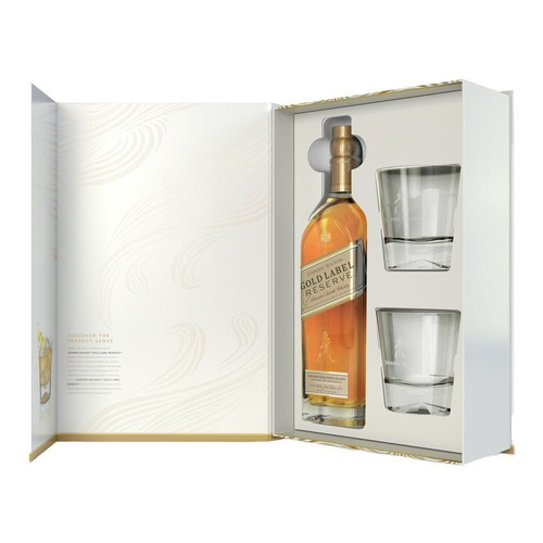 Johnnie Walker whisky gold reserve 750 ml estuche 2 Vasos