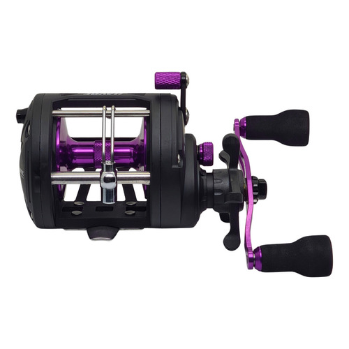 Reel Rotativo Caster Havoc 3503 Manija Doble 3 Rulemanes Color Violeta - Manija Izquierda