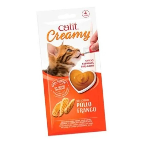 Snacks Premium para gatos Catit Creamy sabor pollo por 4 tubos