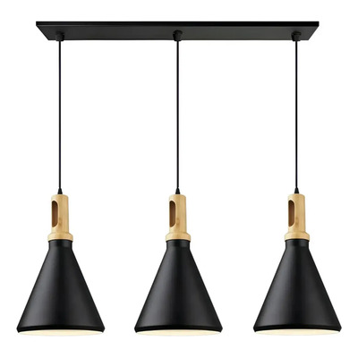 Colgante 3 Luces Siena 1 Negro Apto Led E27 Deco Luz Desing Negro