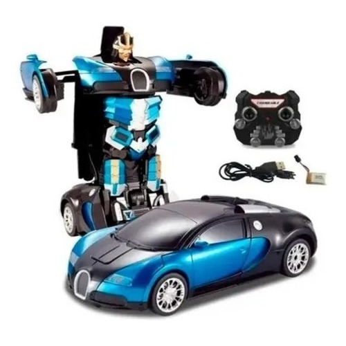 Auto Transformable Radio Control Luz Sonido Magnific Nene C Color Azul marino Personaje Robot