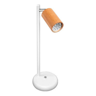 Lampara Velador Mesa Frances Blanco Madera Apto Led Moderno