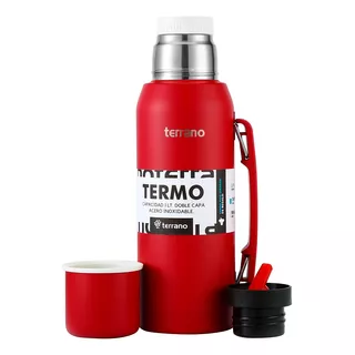 Termo Terrano Premium 1lt Con Manija Color Rojo