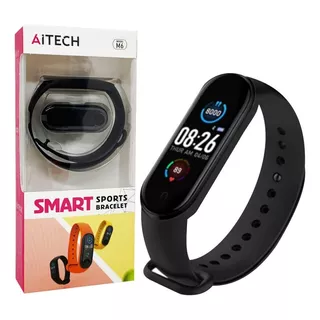 Brazalete Reloj Inteligente Aitech Smart Band Color De La Caja Negro Color De La Malla Negro