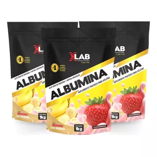 Kit 3 Albumina Premium 1kg Xlab - Proteina/massa Muscular