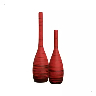Vasos Decorativos Cerâmica Garrafas Tulipa Vermelho E Preto