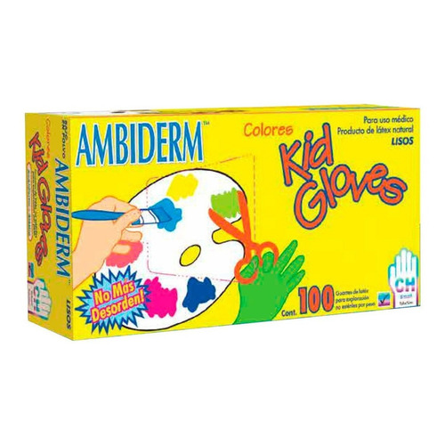 Guantes descartables Ambiderm Kid color surtido talle P de látex con polvo x 100 unidades