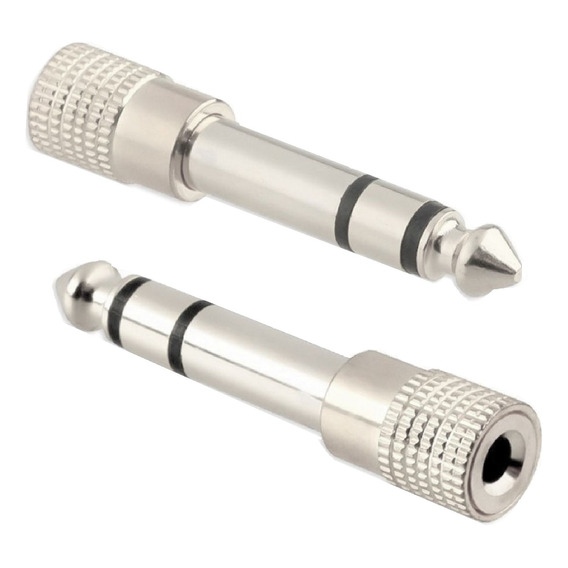 Convertidor Plug Metalico Cromado Audifonos De 3.5mm A 1/4