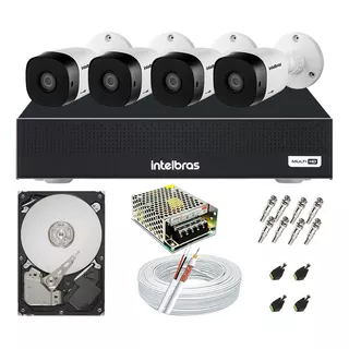 Kit Cftv 4 Câmeras Segurança Intelbras Hdcvi E Dvr Mhdx 1108