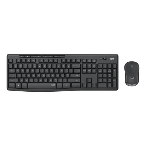 Kit de teclado y mouse inalámbrico Logitech MK295 Español Latinoamérica de color negro