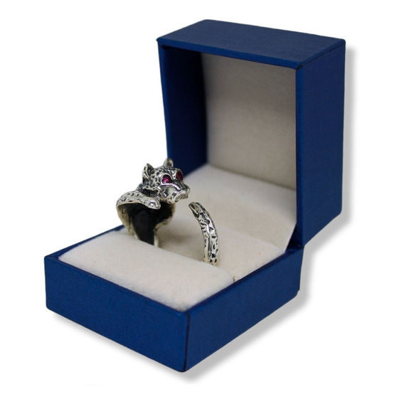 Anillo Jaguar Plata Fina 925 Ajustable Hombre Ideal Regalo