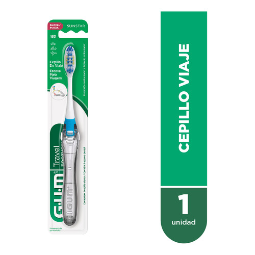 Gum Cepillo Travel Viajero - Cepillo Suave - 4 Hileras - Antibacterial