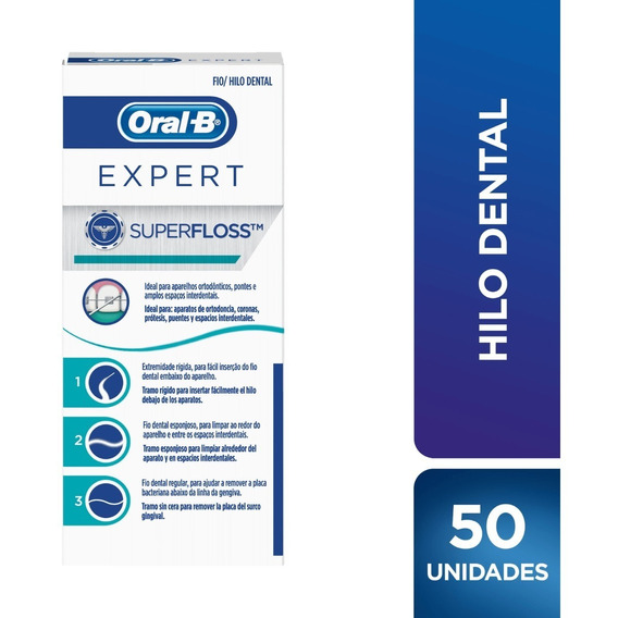 Hilo Dental Superfloss Oral- B Con 50 Piezas Bracket, Puente