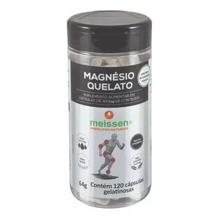 Magnésio Quelato Meissen 2x Dia - 120 Cápsulas 433mg