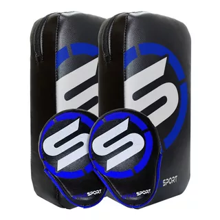 Aparador De Chute + Manopla De Soco Para Treino Muay Thai Stylo Sport Cor Azul