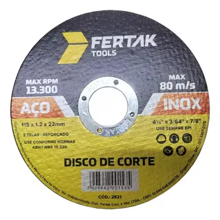 100 Pçs Disco De Corte Ferro Aço Inox 115x1.2x22mm 4.1/2pol 