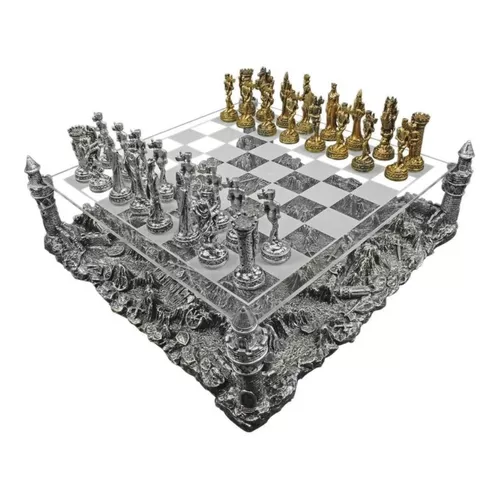 Jogo de mesa Tabuleiro de xadrez luxo Cavaleiros medievais Verito