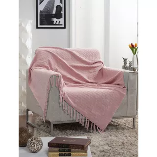 Manta Xale Decorativo Para Sofá Italiana 150x135cm - Ecaza Cor Rosa