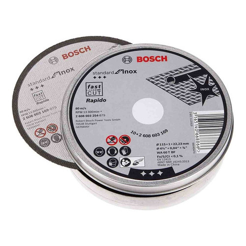 Set De 10 Discos Abrasivos Bosch 2608603254 Standard Inox 115 mm
